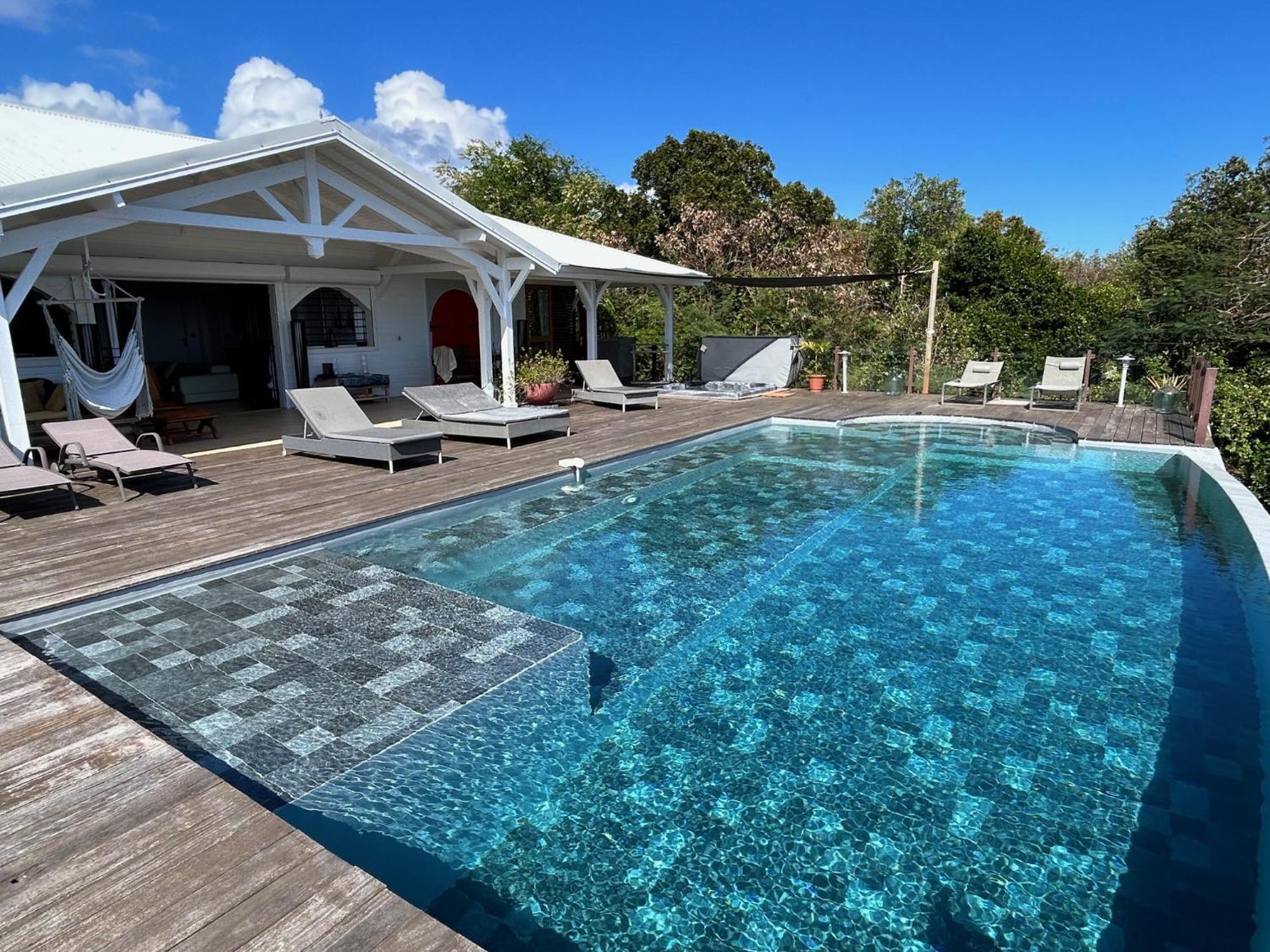 Villa Deluxe L'Hacienda Villa Vue Mer 180 Piscine Jacuzzi Proche Plage Marina Golf Pointe Des Chateaux Et Casino Jardin Clos Voyage Durable Сен Франсоа Екстериор снимка