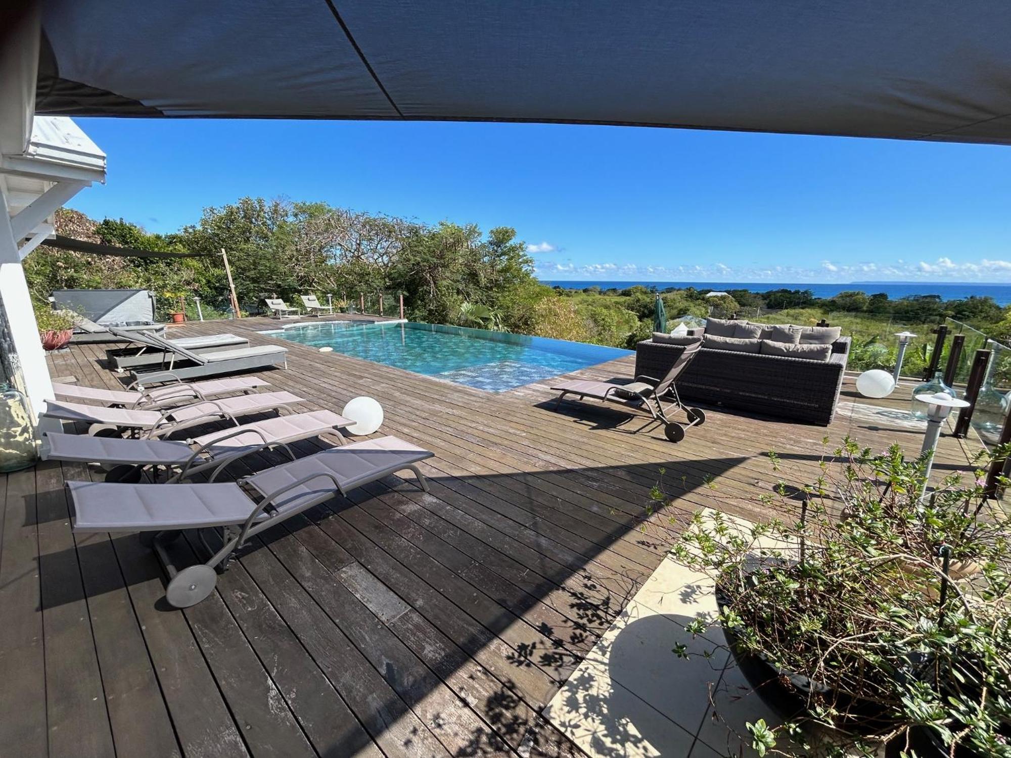 Villa Deluxe L'Hacienda Villa Vue Mer 180 Piscine Jacuzzi Proche Plage Marina Golf Pointe Des Chateaux Et Casino Jardin Clos Voyage Durable Сен Франсоа Екстериор снимка