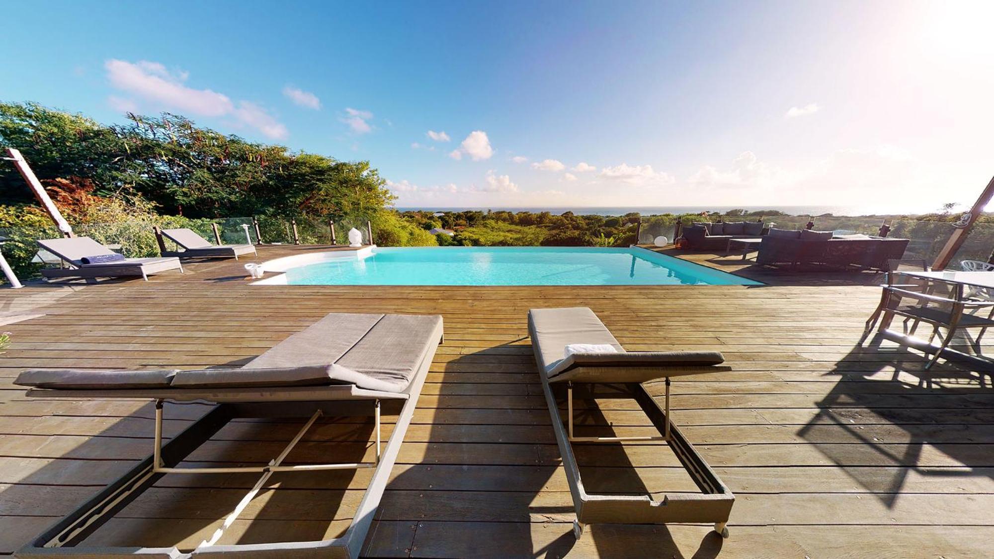 Villa Deluxe L'Hacienda Villa Vue Mer 180 Piscine Jacuzzi Proche Plage Marina Golf Pointe Des Chateaux Et Casino Jardin Clos Voyage Durable Сен Франсоа Стая снимка