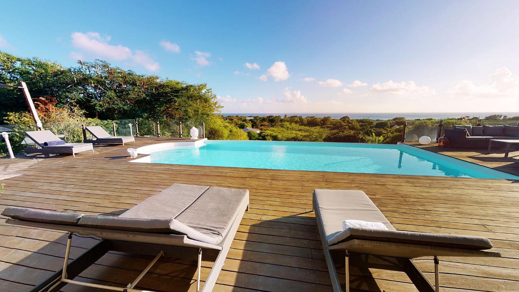 Villa Deluxe L'Hacienda Villa Vue Mer 180 Piscine Jacuzzi Proche Plage Marina Golf Pointe Des Chateaux Et Casino Jardin Clos Voyage Durable Сен Франсоа Стая снимка